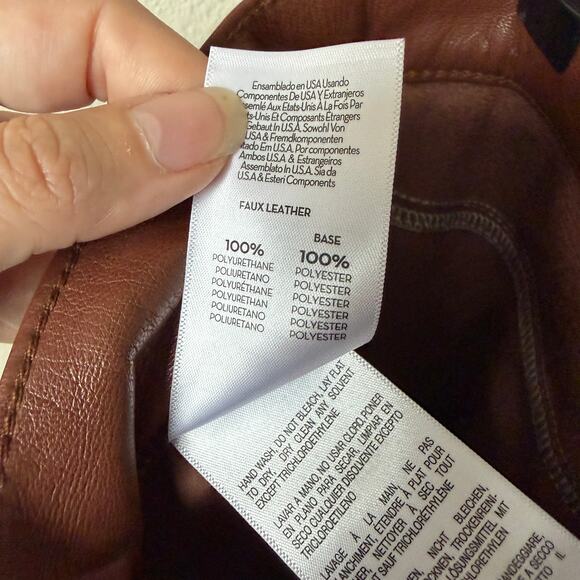 Mother The Mid Rise Dazzler Ankle Pants Faux Leather Friar Brown Size 30 - Picture 7 of 8